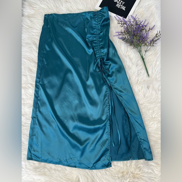Cider Satin  Drawstring Midi Skirt - Picture 8 of 9